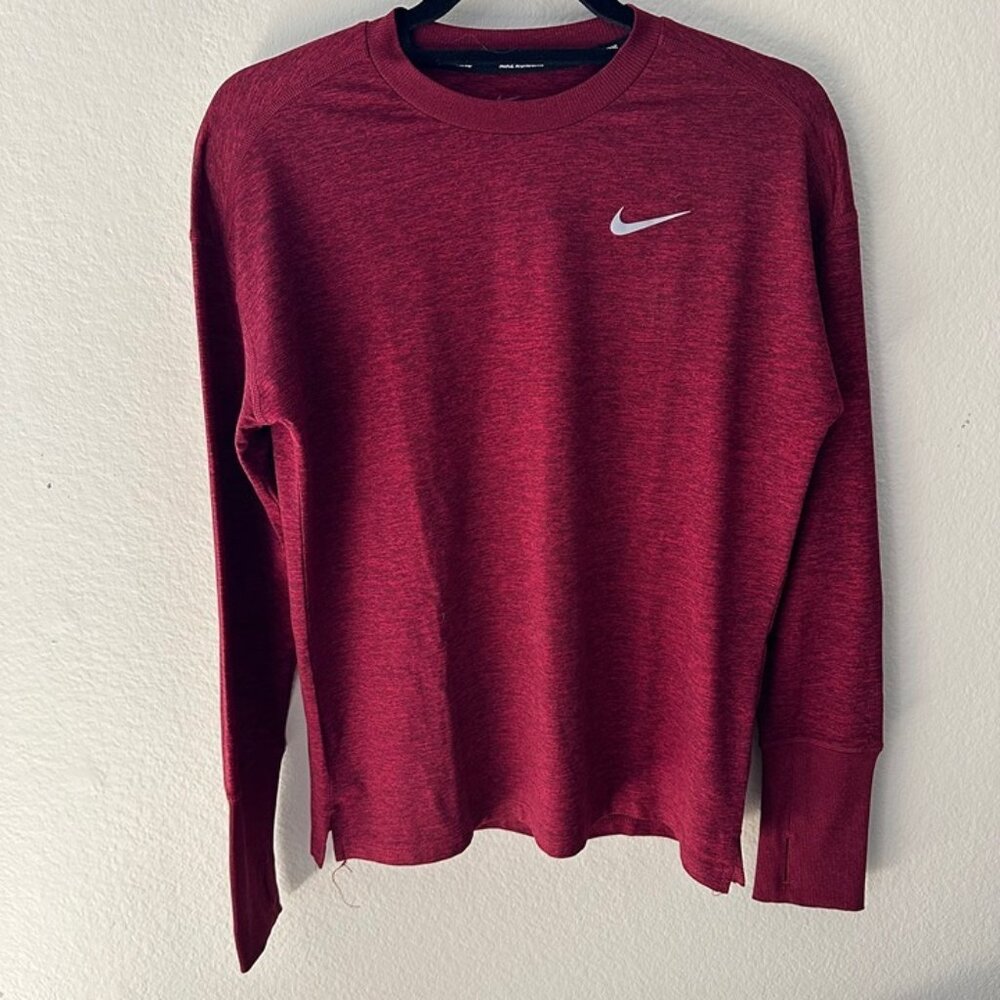 Nike Dri-Fit Long Sleeves Workout Clothes Red Gym Shirt Women's Size Small